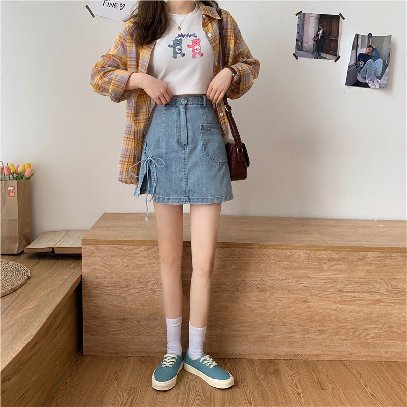 リボン付きデニムミニスカート♡ S2364