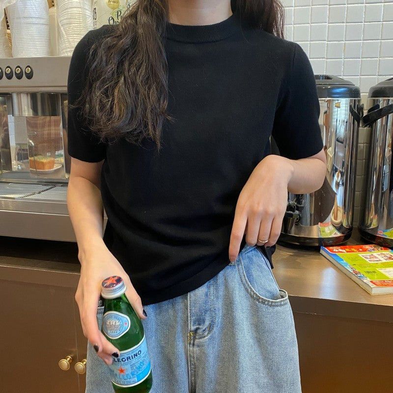 モックネックTシャツ ベーシックで着回し◎ S1165