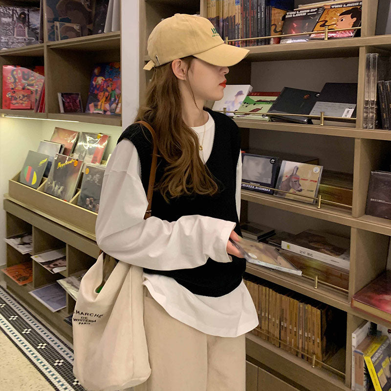 7色展開♡シンプルVネックベスト S2511