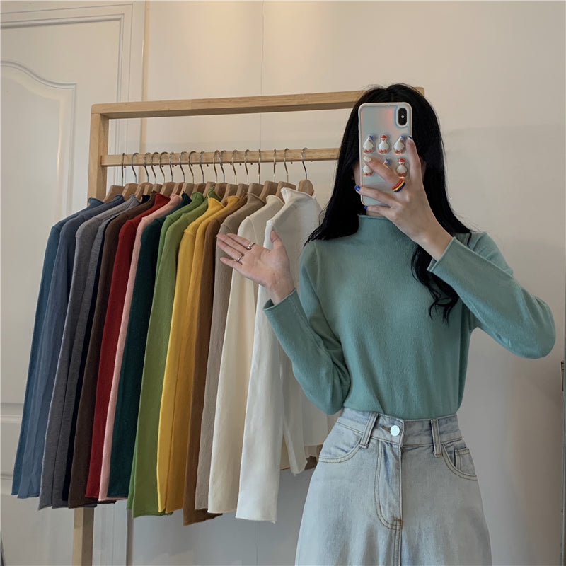 19色展開♡ベーシックハイネックニットトップス S1310
