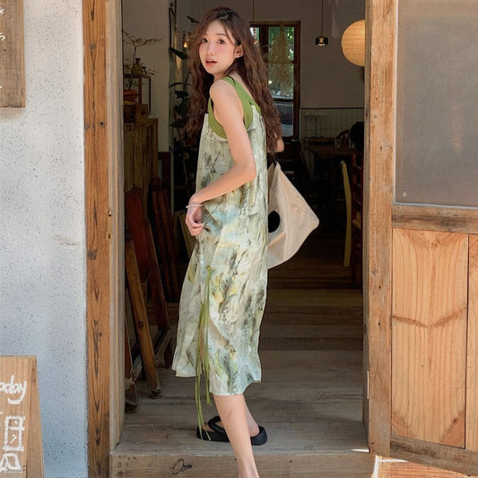 マーブル柄キャミワンピース♡デザイン性抜群 S1427