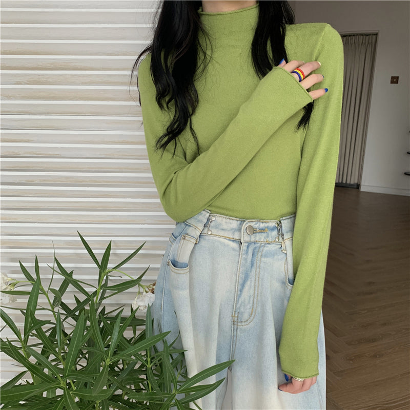 19色展開♡ベーシックハイネックニットトップス S1310