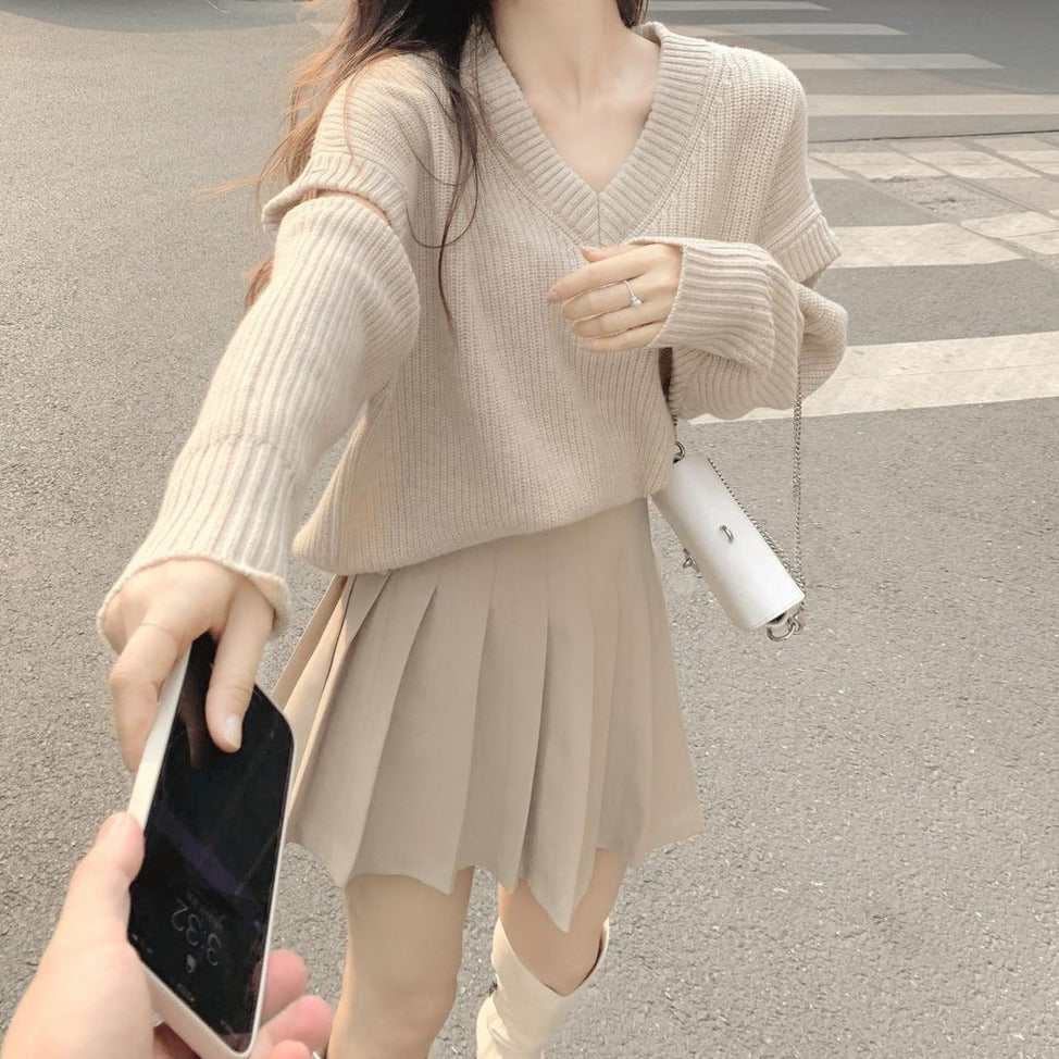 2wayアプリコットオーバーニット♡袖取り外しでトレンド着回し S1222