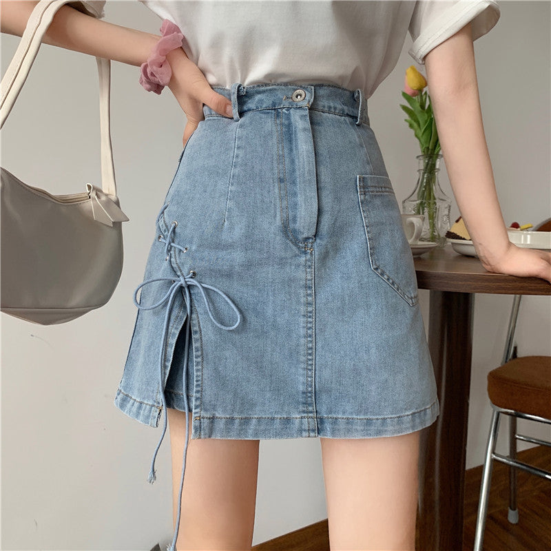 リボン付きデニムミニスカート♡ S2364