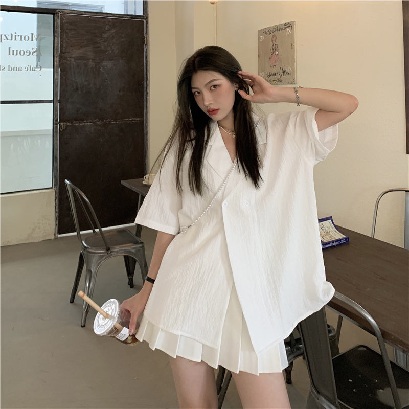 オーバーサイズ半袖シャツジャケット♡大人フェミニンに S1866