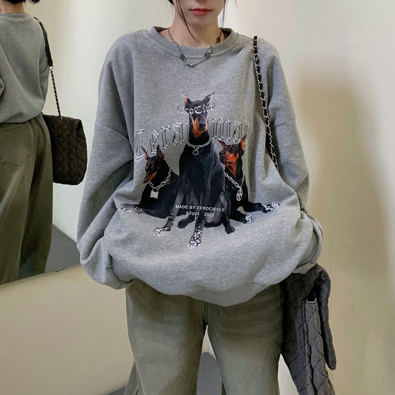 ドーベルマンデザインの薄手スウェット♡レトロで可愛い S1729