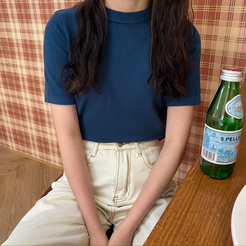 モックネックTシャツ ベーシックで着回し◎ S1165