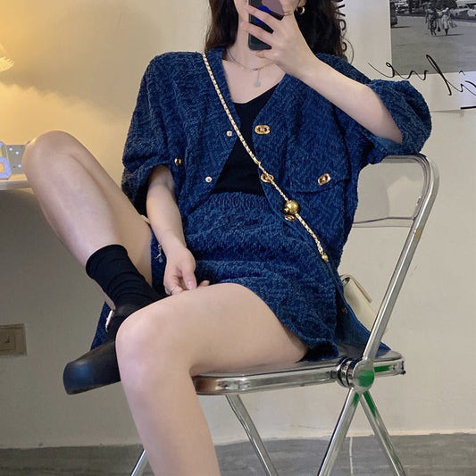 ジャガードデニムのセットアップ♪大人可愛いコーデに◎ S1844