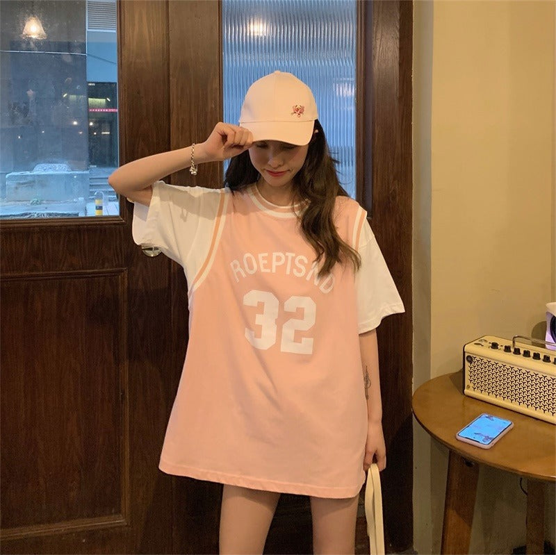 ゆるカレッジロゴTシャツ ロングシルエット S1679