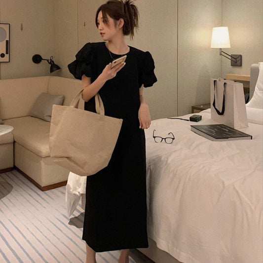 パフスリーブ半袖ワンピース 大人可愛いカットソー S1473