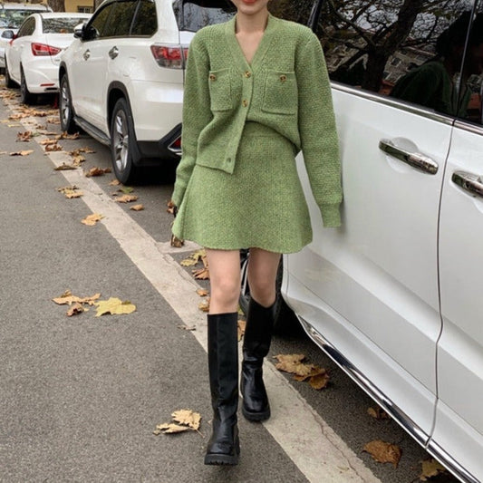 ふんわりワッフルカーディガンセットアップ S1250