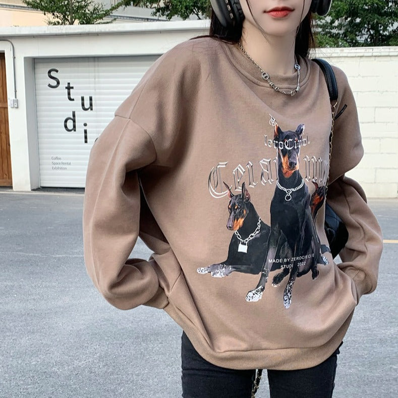ドーベルマンデザインの薄手スウェット♡レトロで可愛い S1729