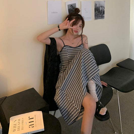 ギンガムチェックのキャミワンピース♪シンプルで着回し◎ S1656