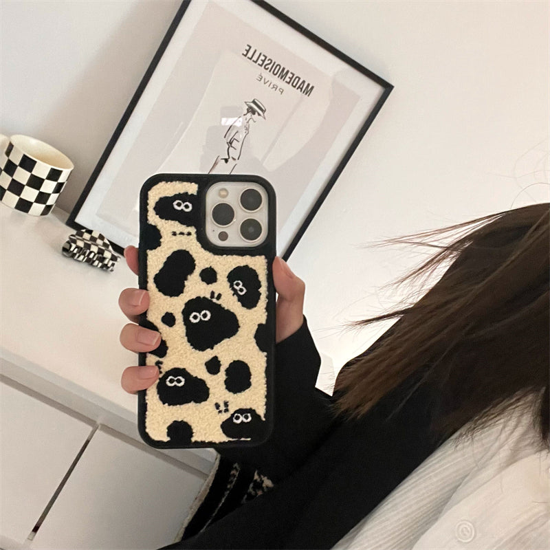 ふわふわボアのシープiPhoneケース♡モノトーン可愛い S2515