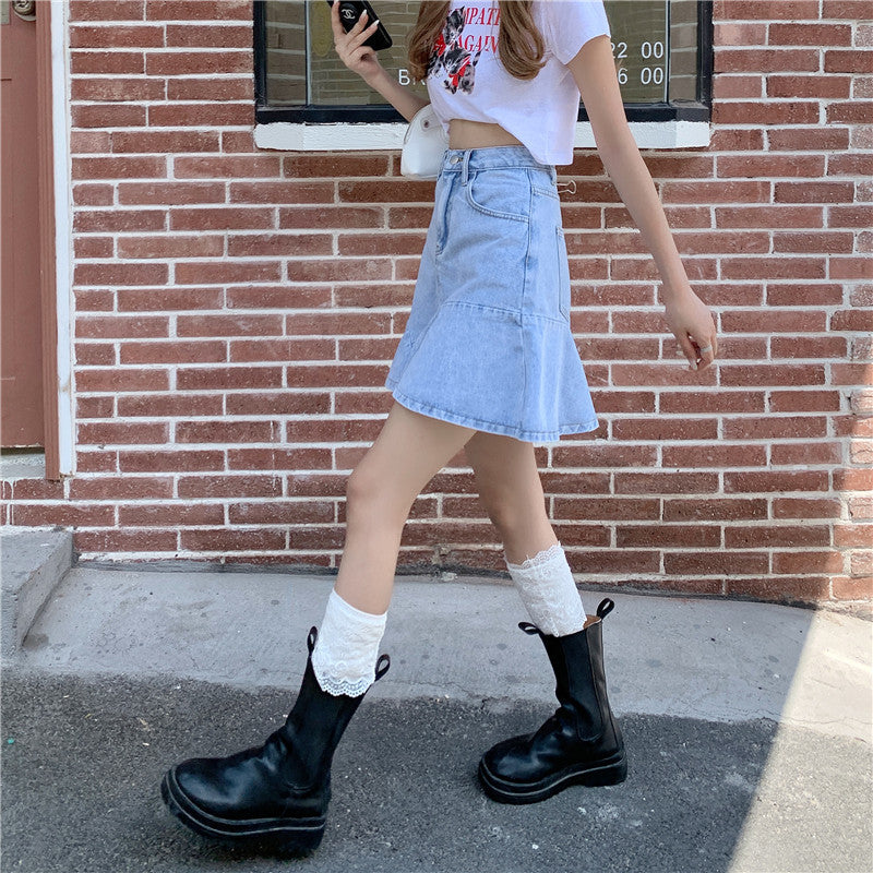デニムAラインミニスカート フレアで可愛く♡ S2422