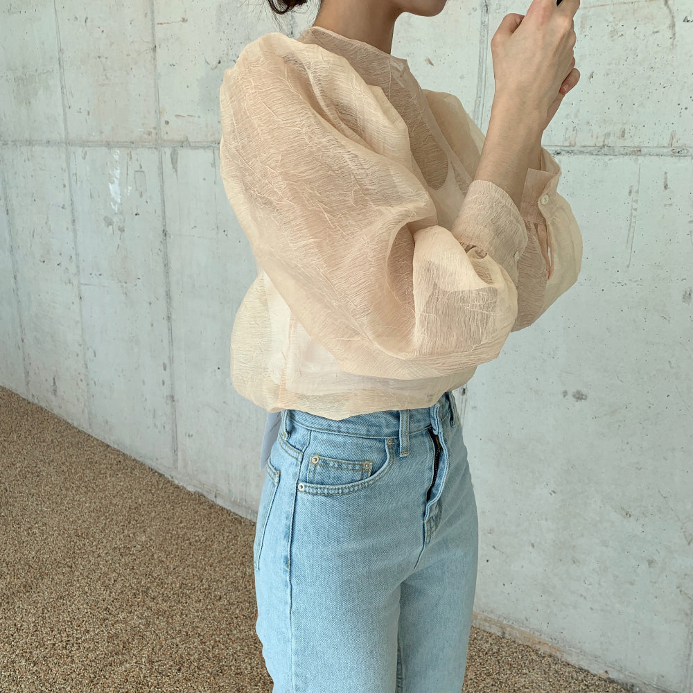 しわ加工シースルートップス♡抜け感コーデに◎ S1731