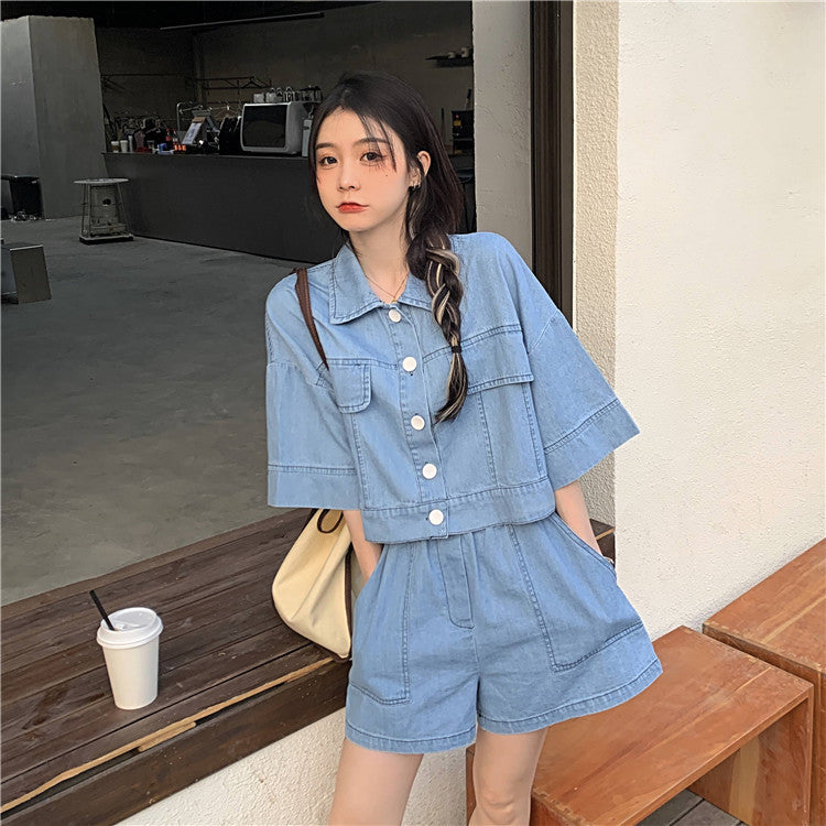 ショート丈デニムセットアップ♡スタイルアップに S1838