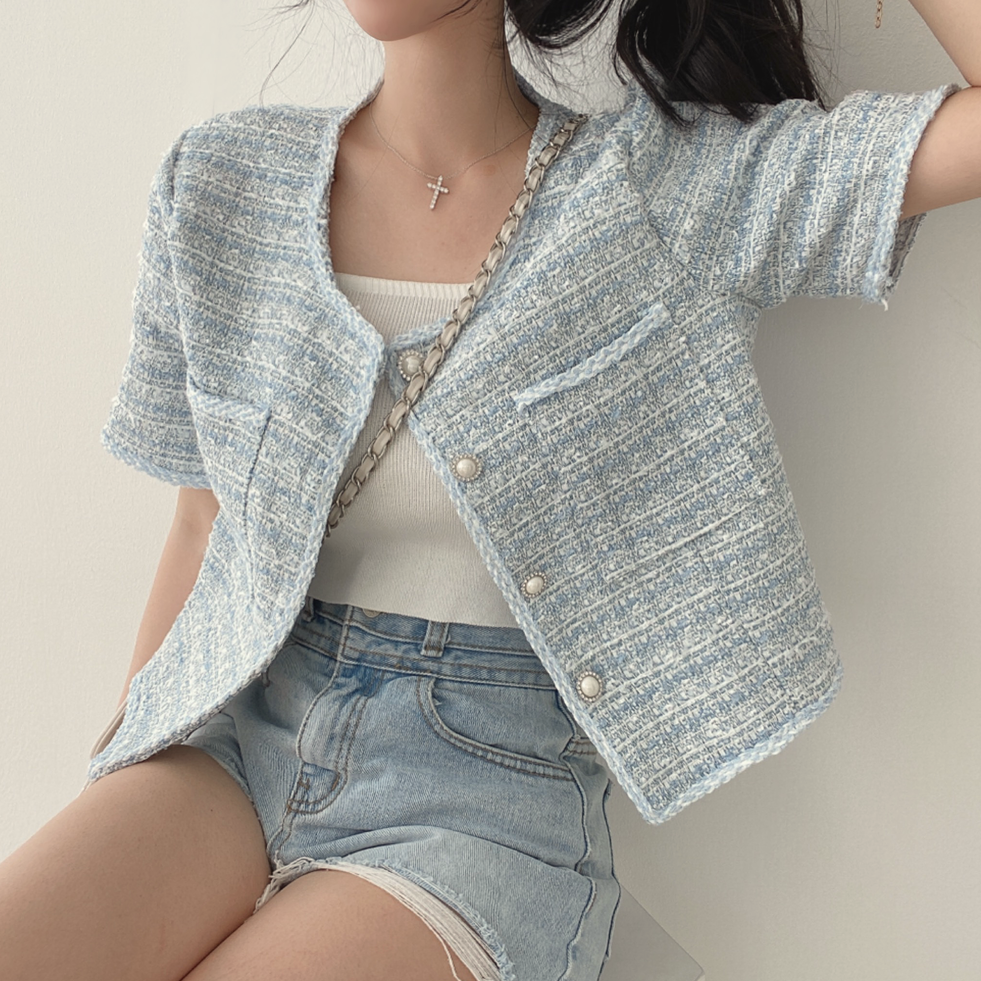 ツイードクロップドジャケット♡大人可愛い半袖 S1853