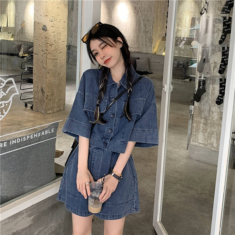 ショート丈デニムセットアップ♡スタイルアップに S1838