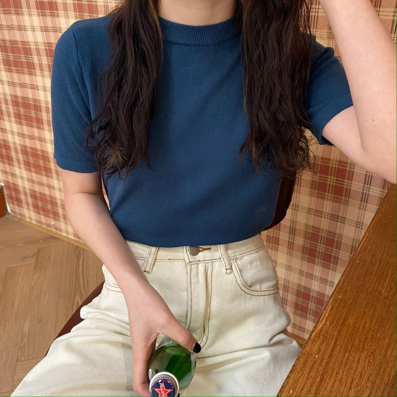 モックネックTシャツ ベーシックで着回し◎ S1165