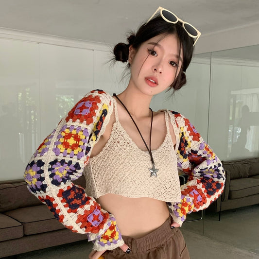 クロシェ花柄カーデセット【単品】 S1868