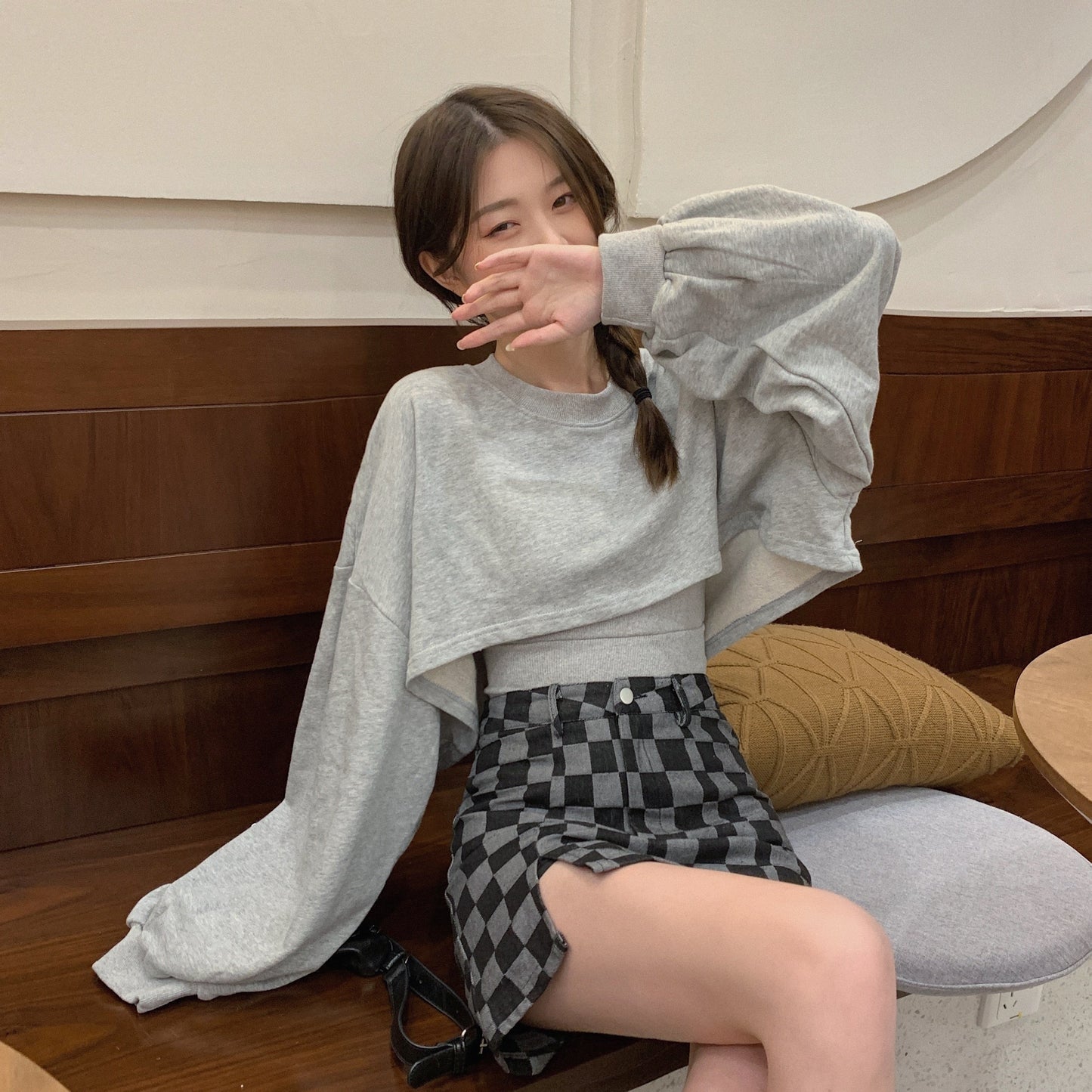 かわいいクロップ丈スウェット♡きりっぱデザインでスタイルアップ S2456