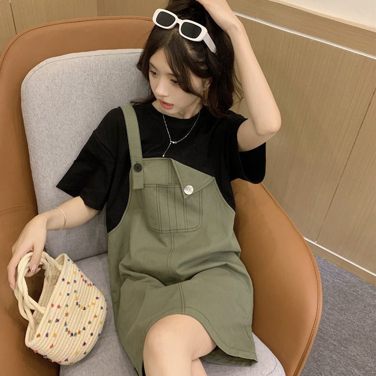フェイクサロペットワンピース♡トレンドデザイン S2278