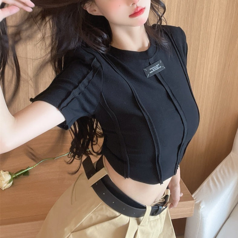 アシメカットTシャツ サイドスリットでトレンド感アップ S1629