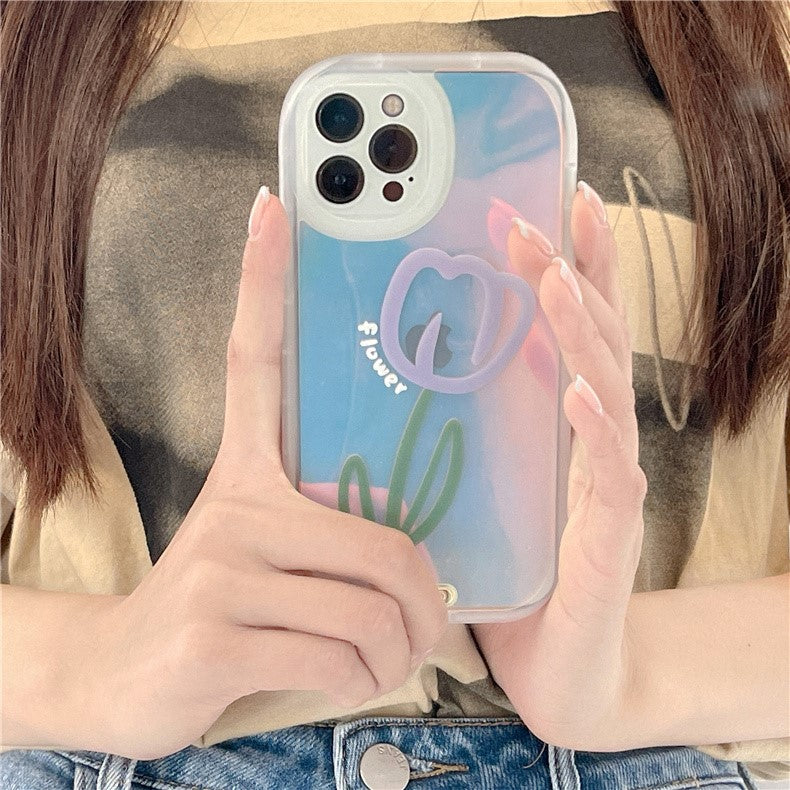 オーロラフラワー iPhoneケース シンプル可愛い S2499