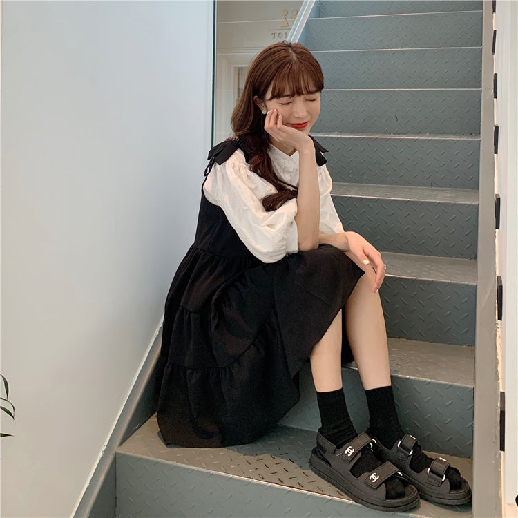 フレンチリボンワンピースセット♡肩リボンが可愛い S1793
