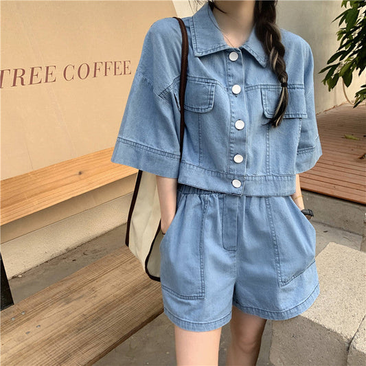 ショート丈デニムセットアップ♡スタイルアップに S1838