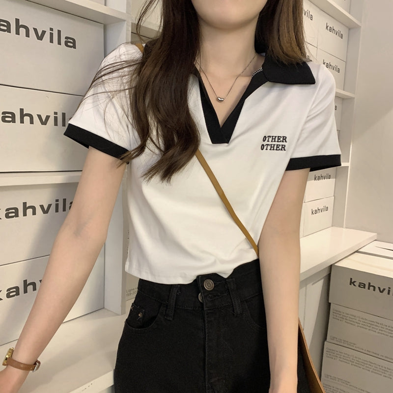バイカラーポロシャツ♡レトロで上品なニット S1896
