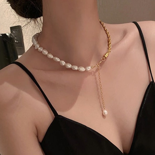天然バロックパールネックレス♡個性光沢 S2055