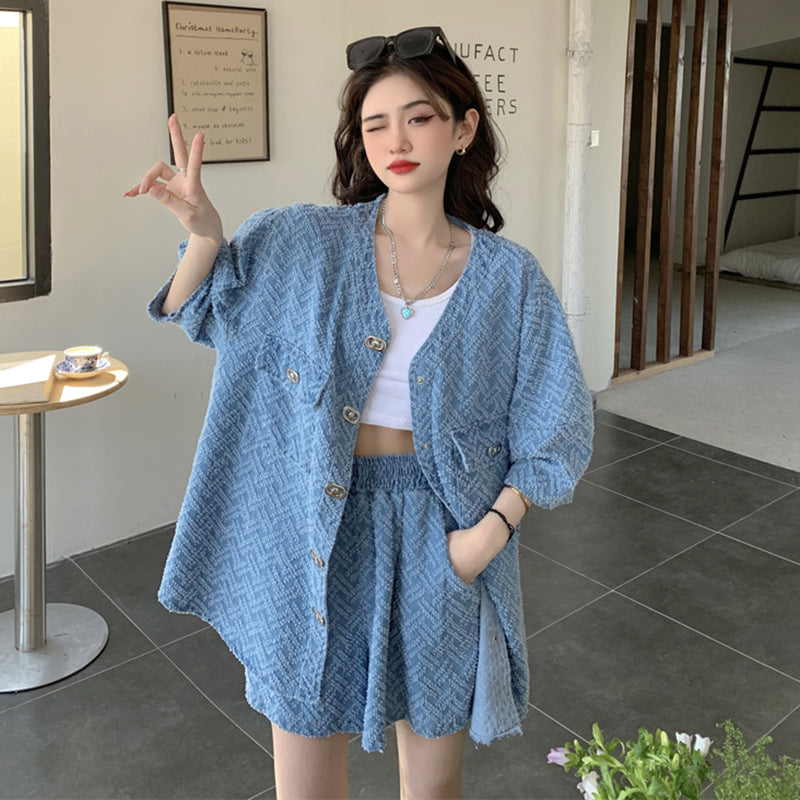 ジャガードデニムのセットアップ♪大人可愛いコーデに◎ S1844