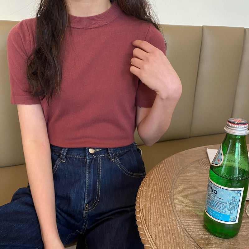 モックネックTシャツ ベーシックで着回し◎ S1165