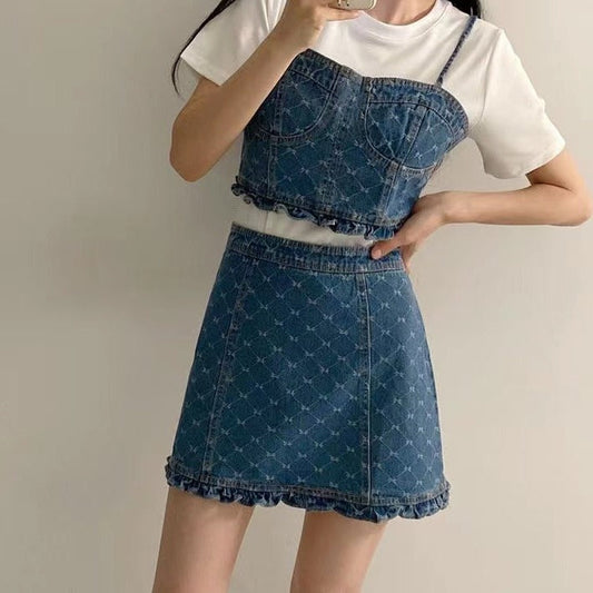 デニムビスチェ3点セット 可愛いコーディネート S1851