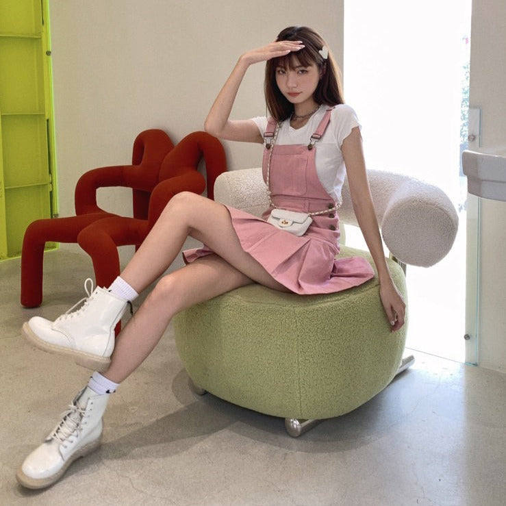 ピンクデニムオーバーオールミニスカート♡ S2225