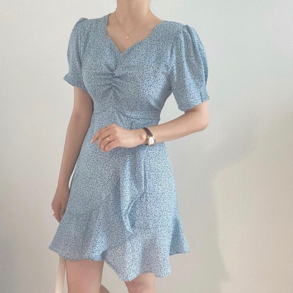 大人可愛いアシメフリルフラワーワンピース♡ S1627