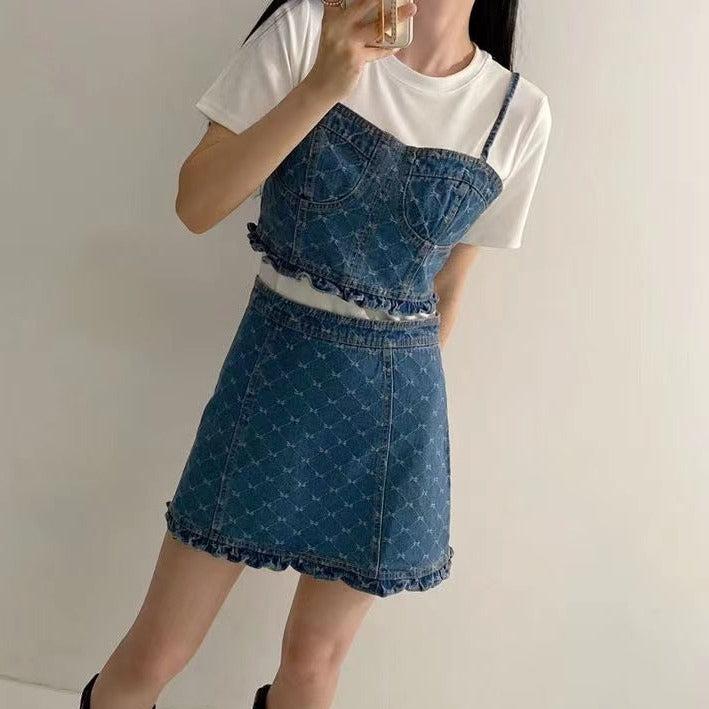 デニムビスチェ3点セット 可愛いコーディネート S1851