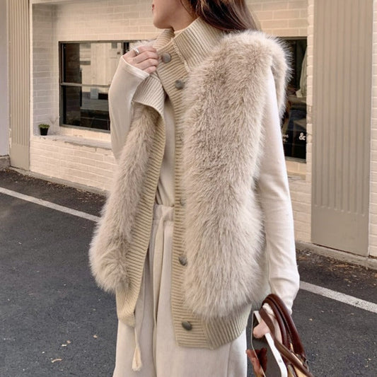 ふわふわフェイクファーベスト♡大人可愛いレイヤードに S1068