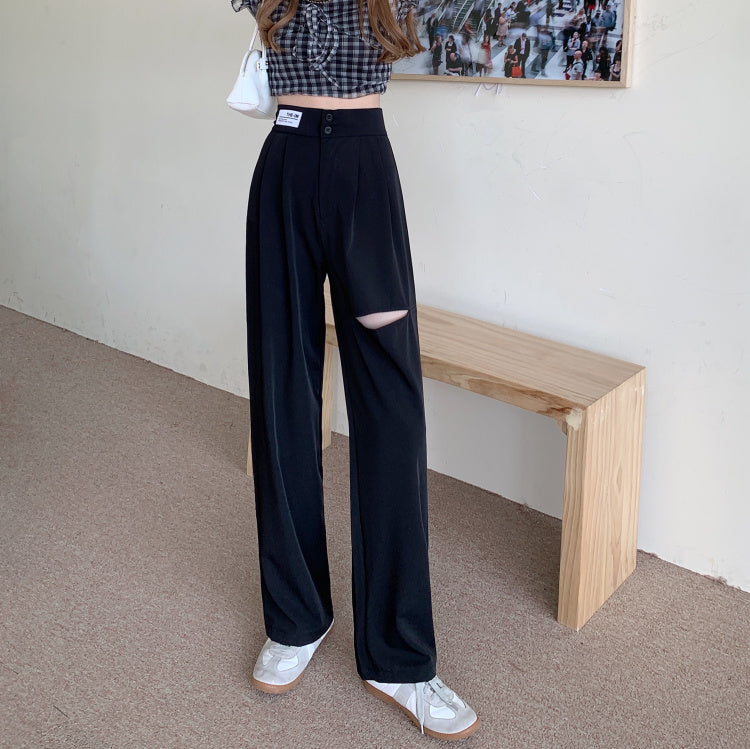 スリットデザインのストレートパンツ S2529