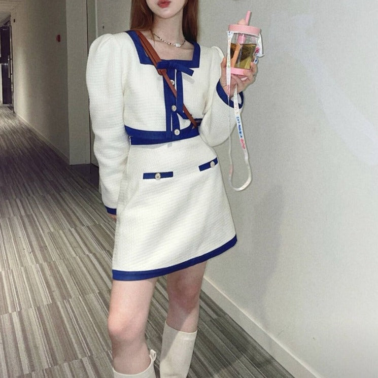 バイカラー♡ツイードセットアップ 大人可愛いコーデ S2149