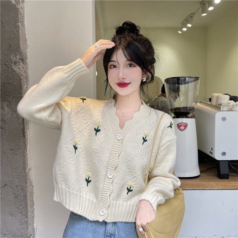 スカラップ刺繍カーディガン 〜大人可愛いニットでコーデアップ〜 S1806