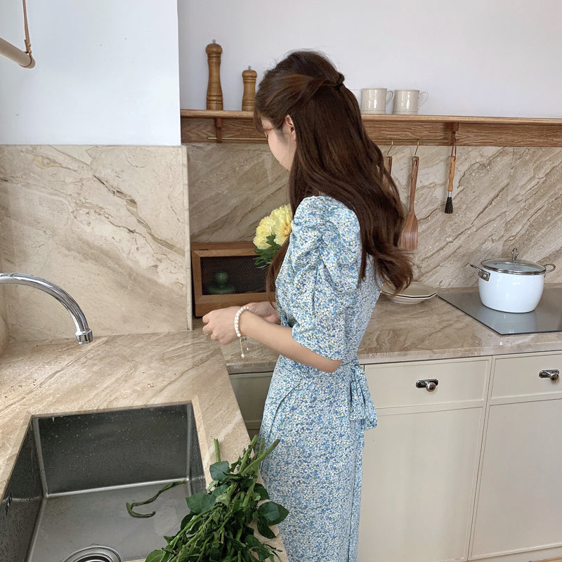 大人可愛い小花柄カシュクールワンピース S1834