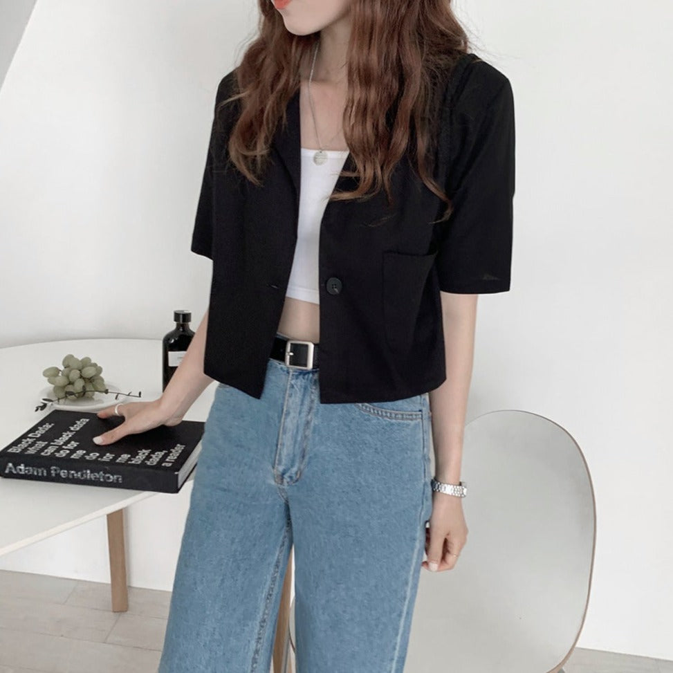 リネン風半袖ジャケット♡涼やか夏コーデに S1859