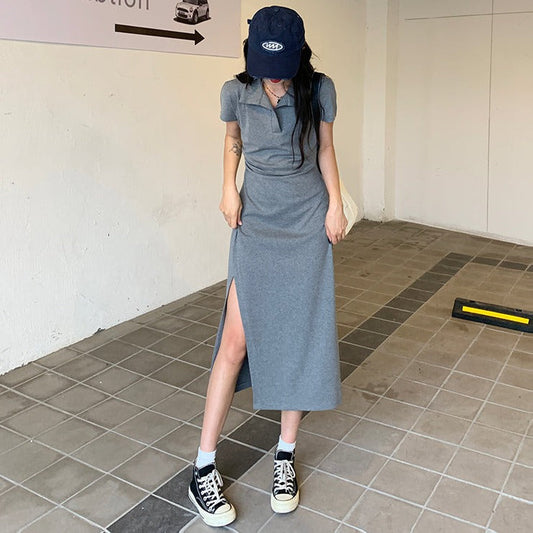 スリットデザインのカットソーワンピース S1524