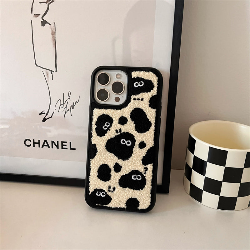 ふわふわボアのシープiPhoneケース♡モノトーン可愛い S2515