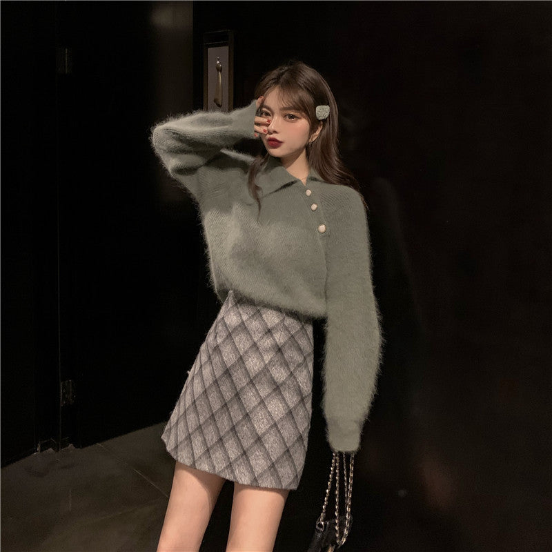 アシメ風モヘアライクニット♡ふんわり可愛い S1116