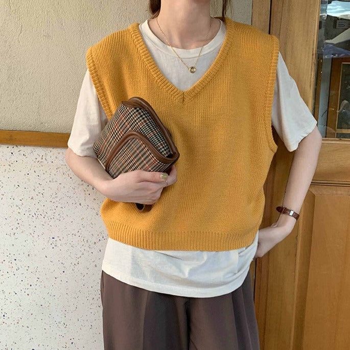 7色展開♡シンプルVネックベスト S2511