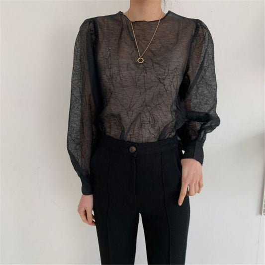 しわ加工シースルートップス♡抜け感コーデに◎ S1731